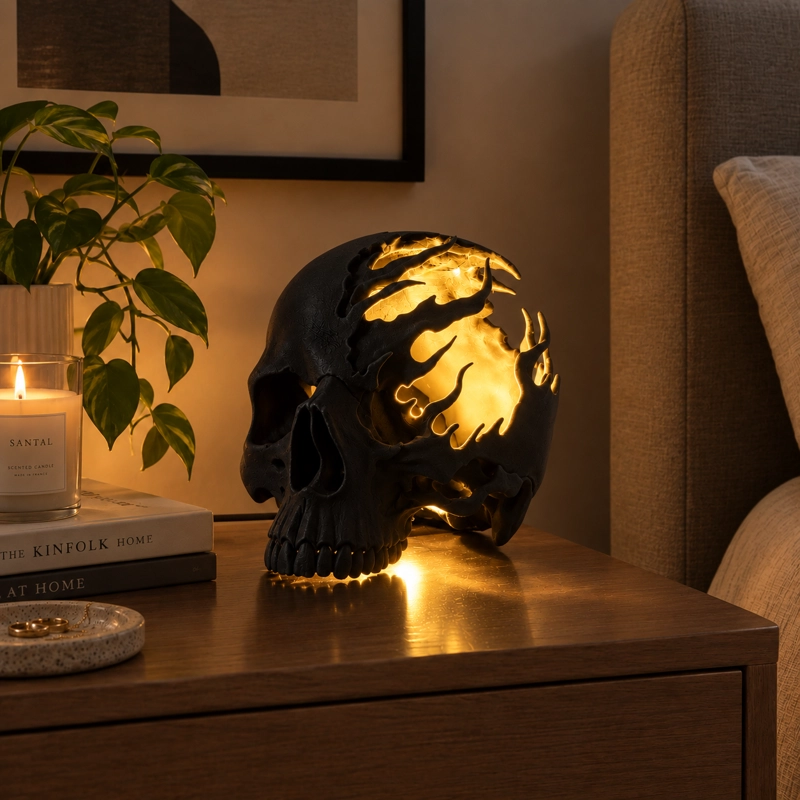 LAMPARA CALAVERA 3D DECORATIVA LED NEGRO - 1