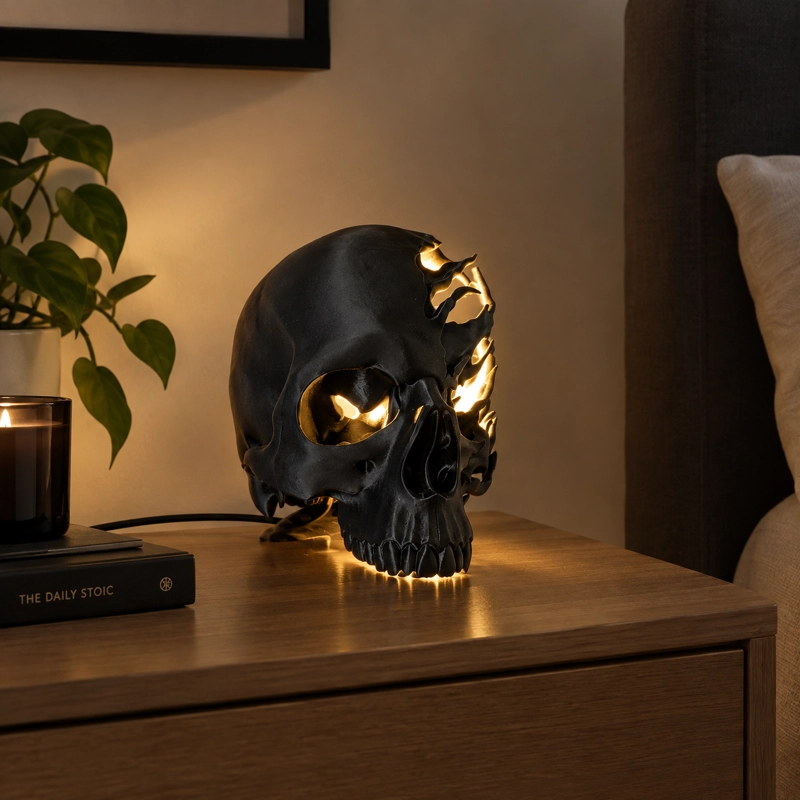 LAMPARA CALAVERA 3D DECORATIVA LED NEGRO - 2