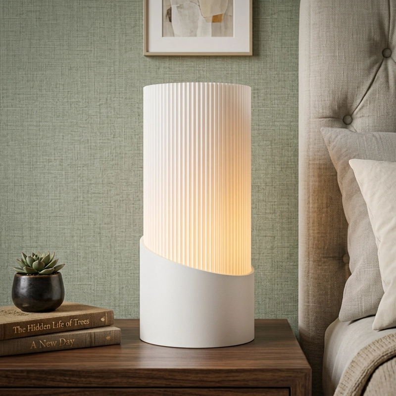 LAMPARA DE VELADOR MINIMALISTA ESTILO JAPANDI BLANCA - 1