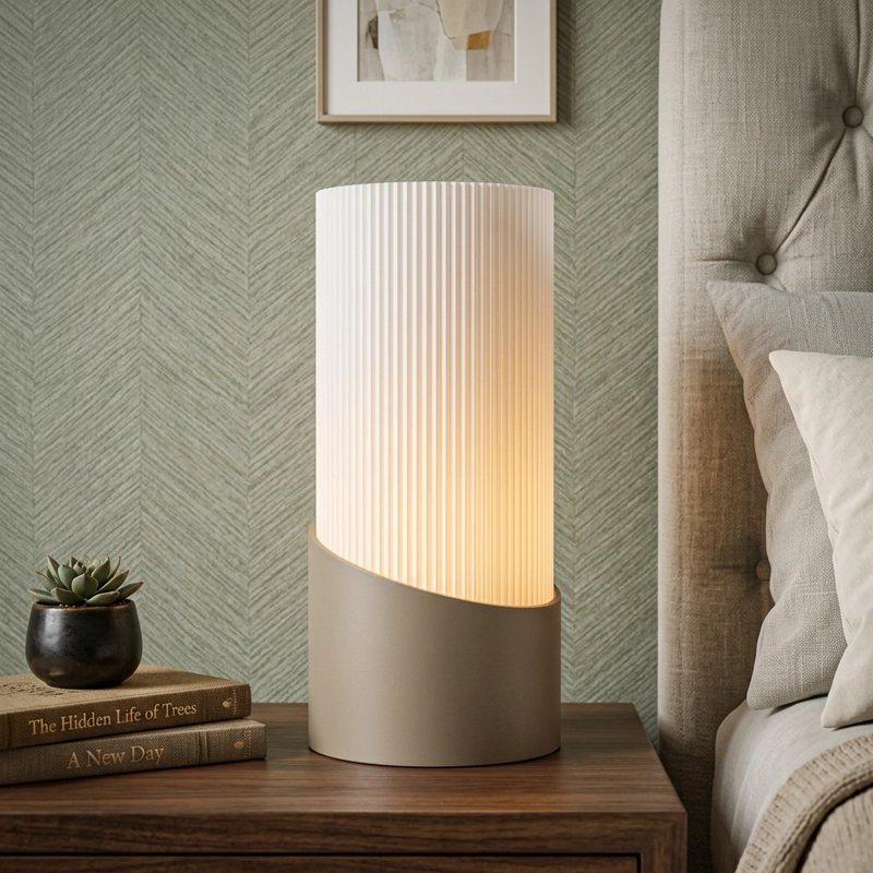 LAMPARA DE VELADOR MINIMALISTA ESTILO JAPANDI BEIGE - 2