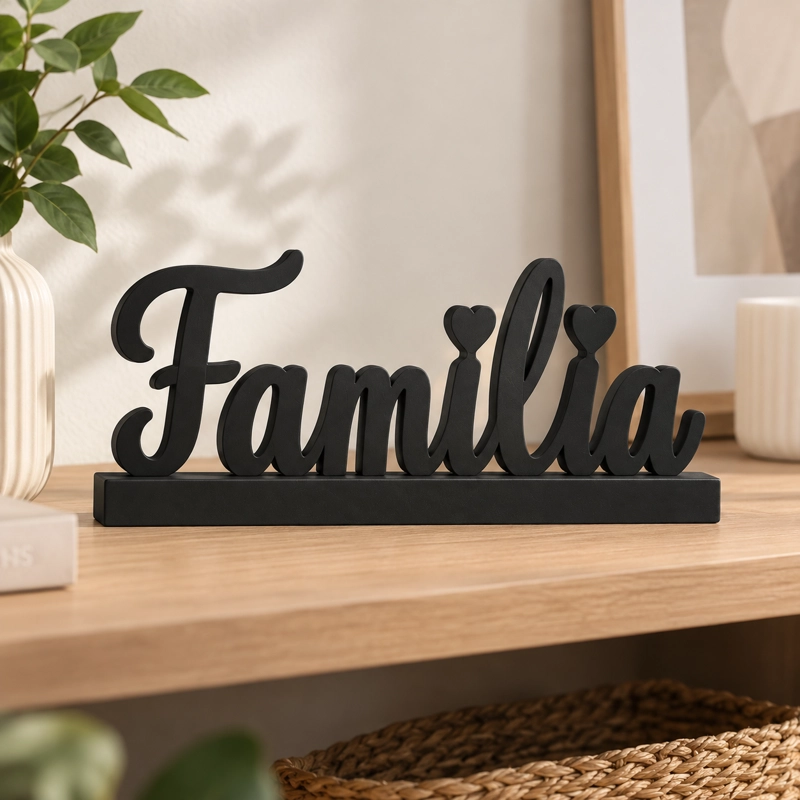 DECORACION ELEGANTE PRINTS PATRO - LETRERO ESTILO FAMILIA NEGRO - 2