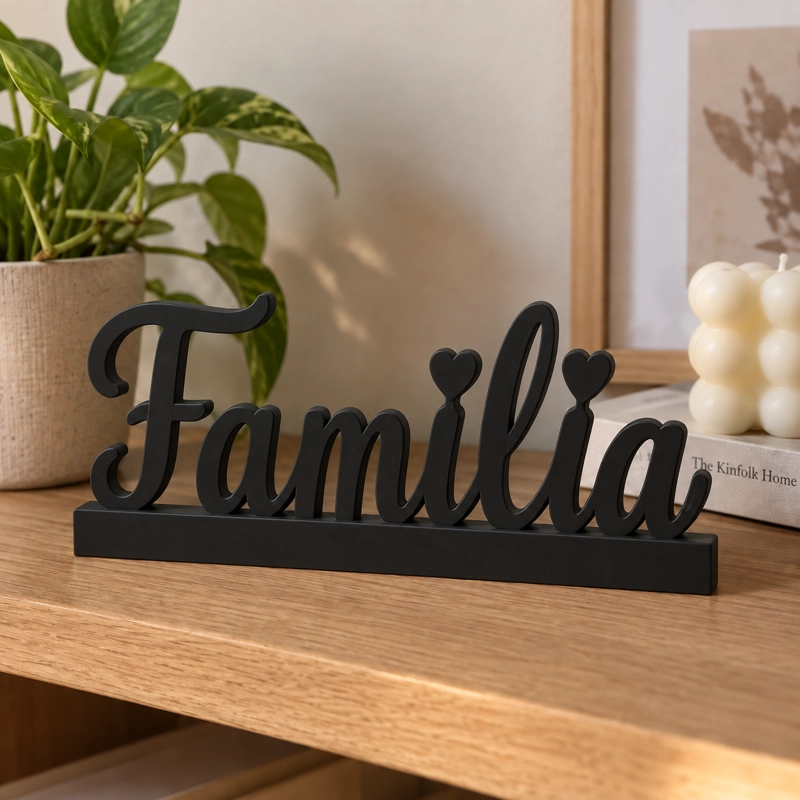 DECORACION ELEGANTE PRINTS PATRO - LETRERO ESTILO FAMILIA NEGRO - 4