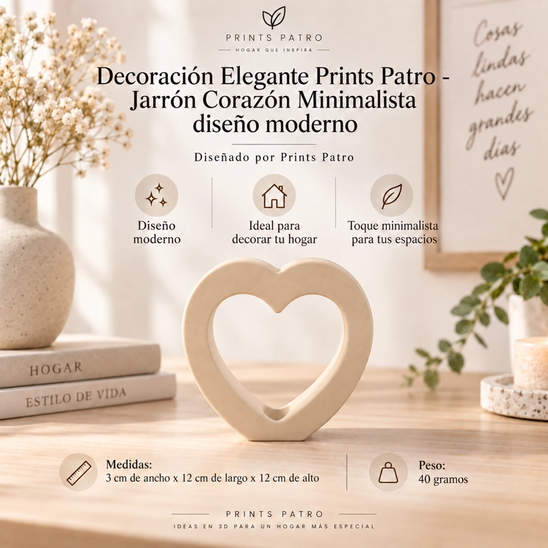 DECORACION ELEGANTE PRINTS PATRO - JARRON CORAZON MINIMALISTA BEIGE - 1