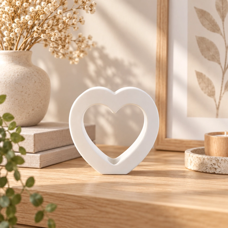 DECORACION ELEGANTE PRINTS PATRO - JARRON CORAZON MINIMALISTA BLANCO - 4