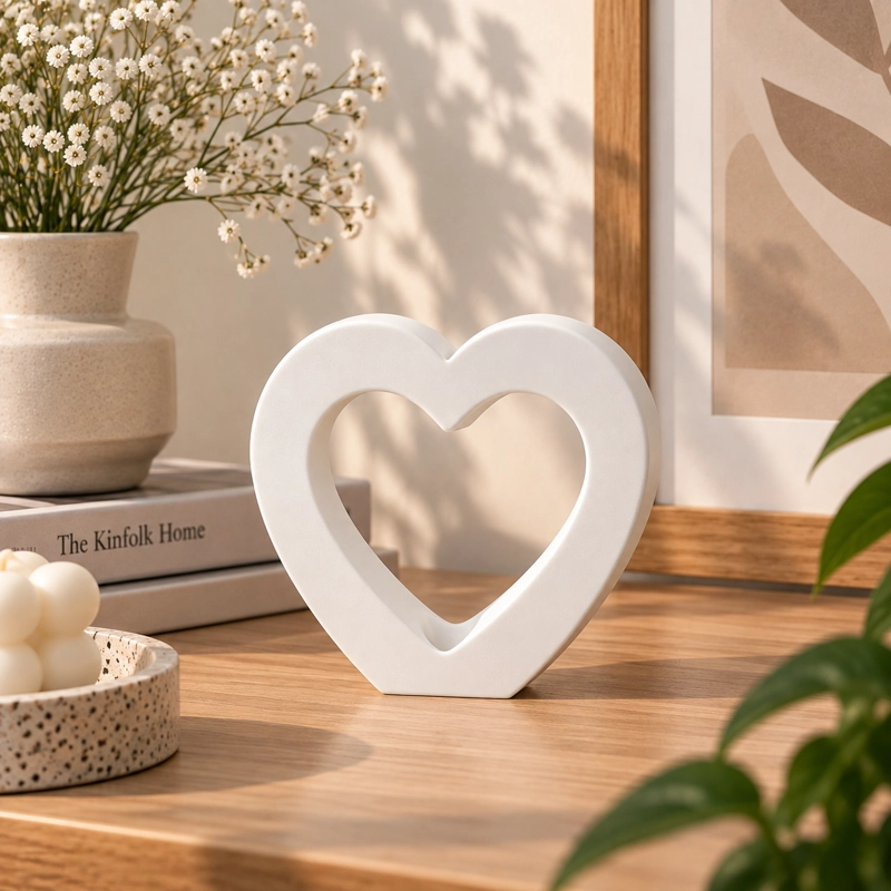 DECORACION ELEGANTE PRINTS PATRO - JARRON CORAZON MINIMALISTA BLANCO - 5