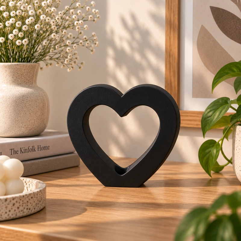 DECORACION ELEGANTE PRINTS PATRO - JARRON CORAZON MINIMALISTA NEGRO - 4