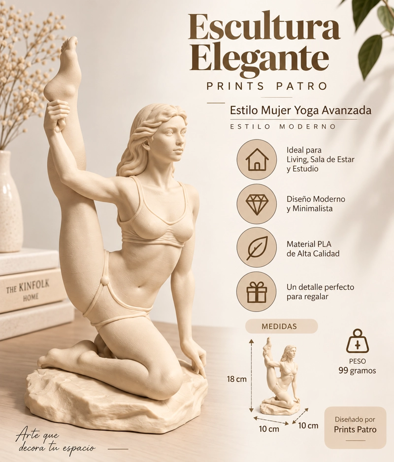 Escultura Elegante Prints Patro - Mujer Yoga Avanzada Beige - 3