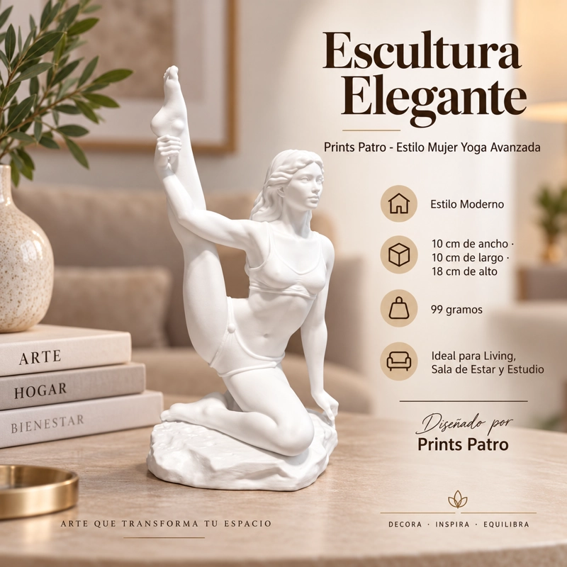 Escultura Elegante Prints Patro - Mujer Yoga Avanzada Blanco - 1