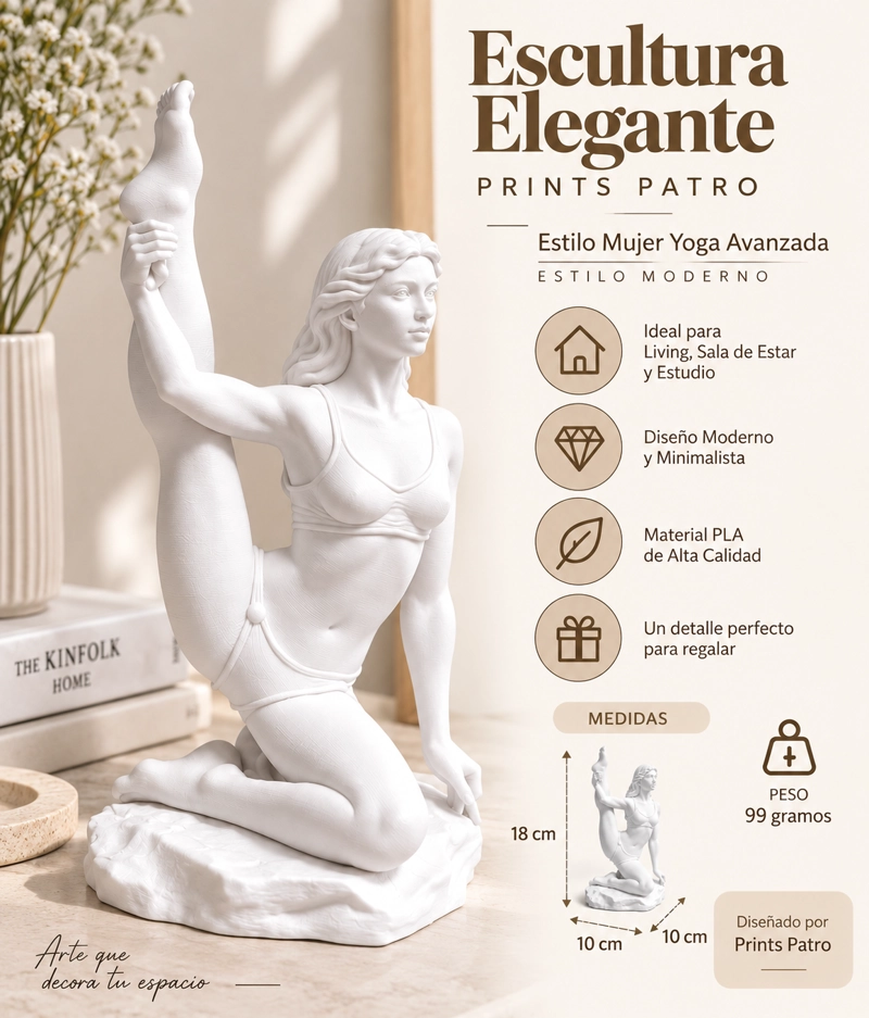 Escultura Elegante Prints Patro - Mujer Yoga Avanzada Blanco - 3