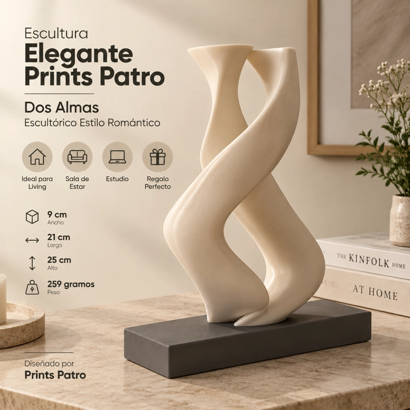 ESCULTURA ELEGANTE PRINTS PATRO - DOS ALMAS ESCULTORICO BEIGE - 1