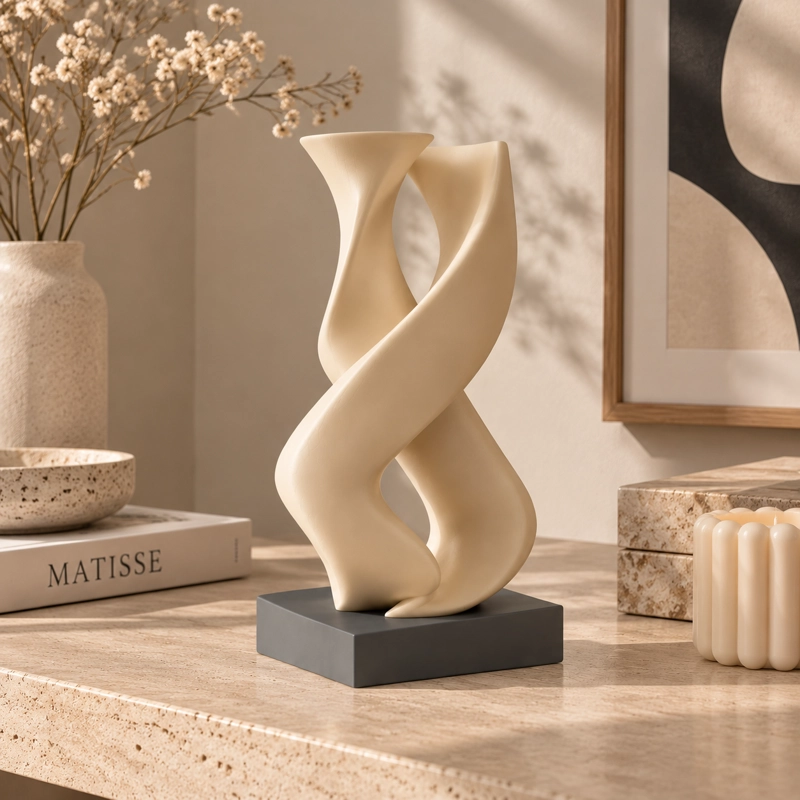 ESCULTURA ELEGANTE PRINTS PATRO - DOS ALMAS ESCULTORICO BEIGE - 4