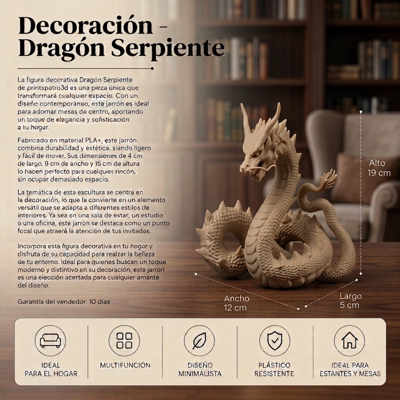 DECORACION - DRAGON SERPIENTE BEIGE - 2
