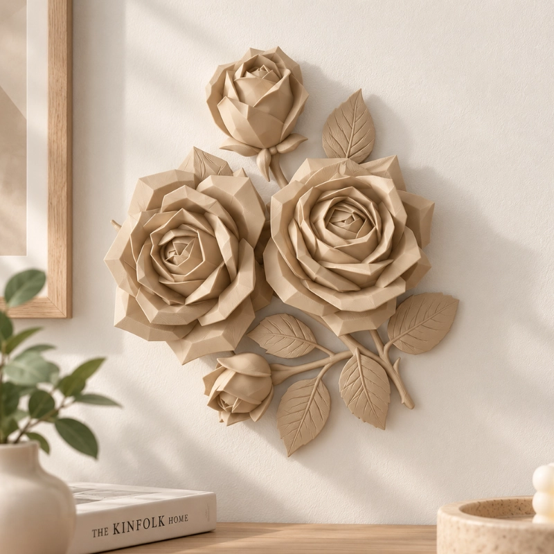 DECORACION ELEGANTE PRINTS PATRO - ARTE DE PARED RAMO DE ROSAS BEIGE - 4