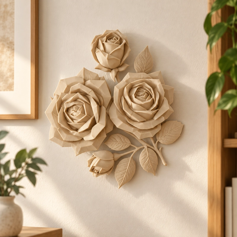 DECORACION ELEGANTE PRINTS PATRO - ARTE DE PARED RAMO DE ROSAS BEIGE - 5