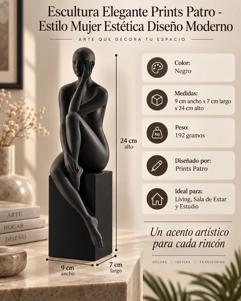 ESCULTURA ELEGANTE PRINTS PATRO - ESTILO MUJER ESTE TICA NEGRO - 1