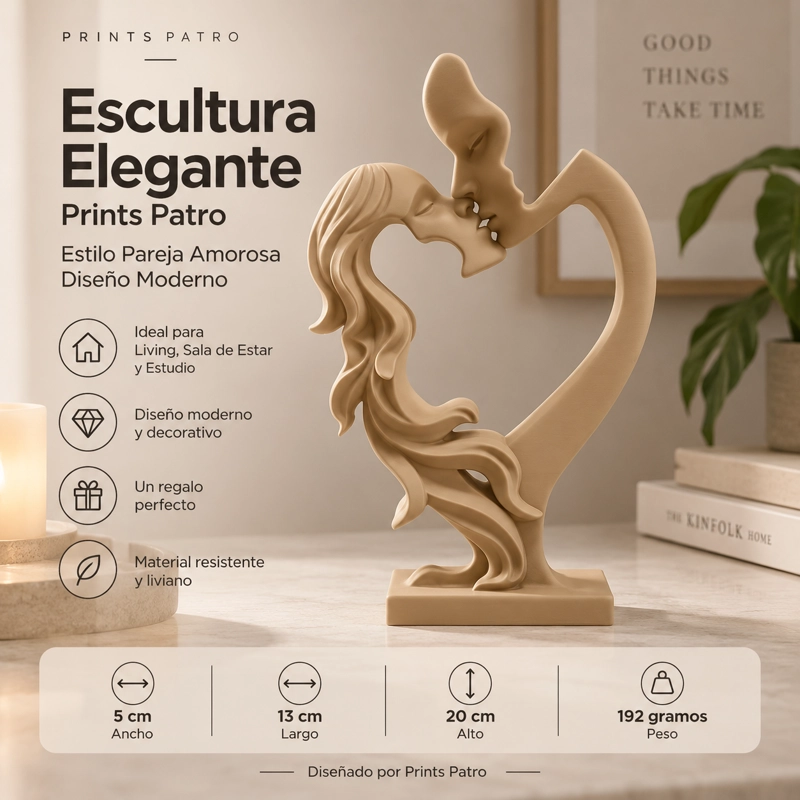 ESCULTURA ELEGANTE PRINTS PATRO - ESTILO PAREJA AMOROSA BEIGE - 1