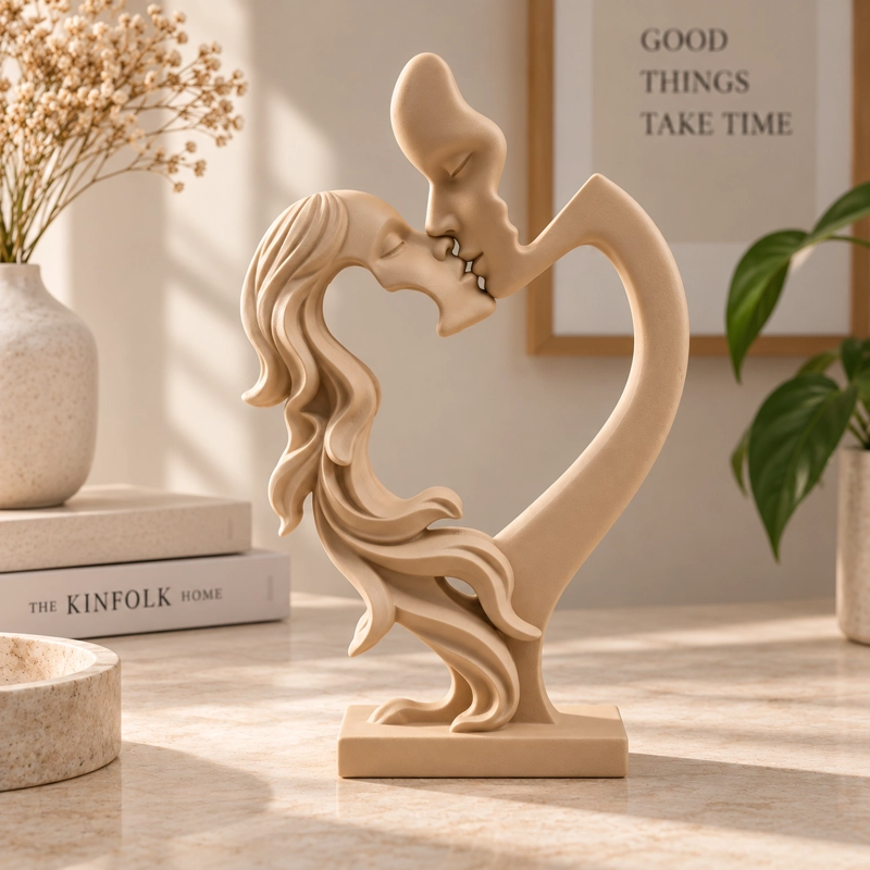 ESCULTURA ELEGANTE PRINTS PATRO - ESTILO PAREJA AMOROSA BEIGE - 2