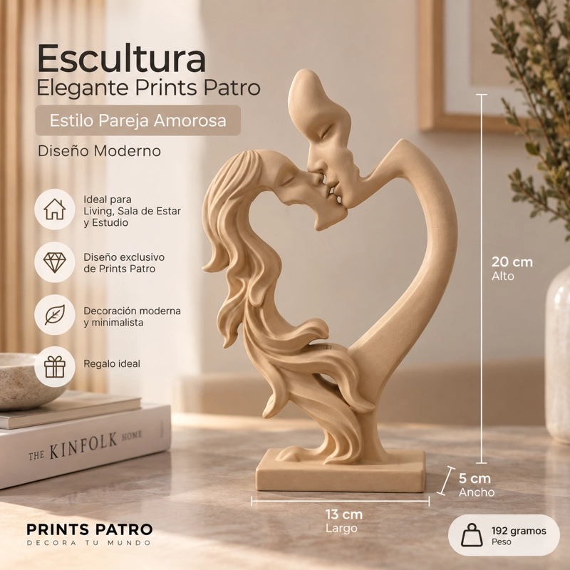 ESCULTURA ELEGANTE PRINTS PATRO - ESTILO PAREJA AMOROSA BEIGE - 3