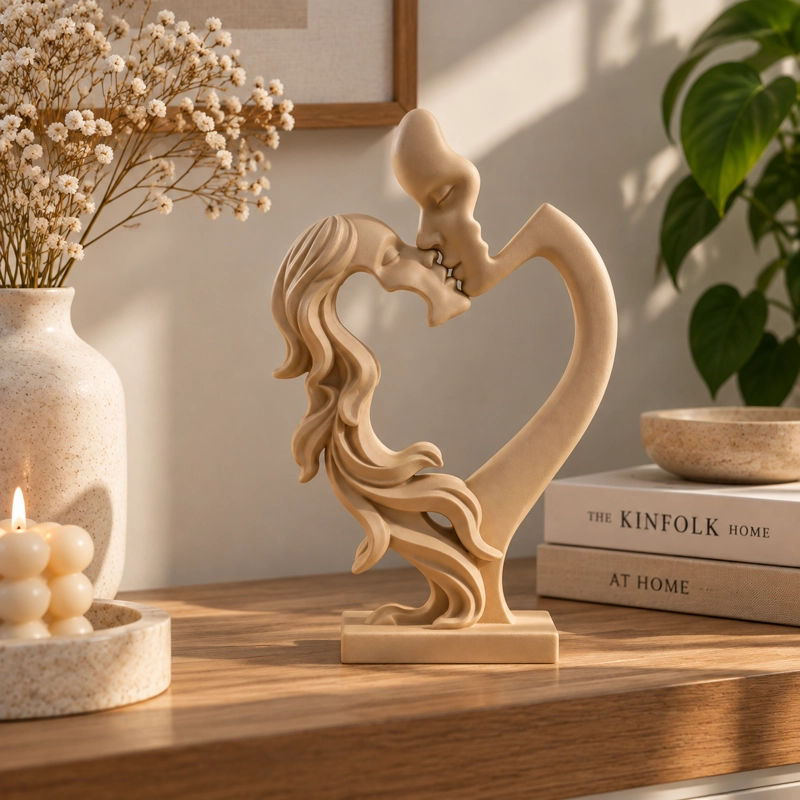 ESCULTURA ELEGANTE PRINTS PATRO - ESTILO PAREJA AMOROSA BEIGE - 4