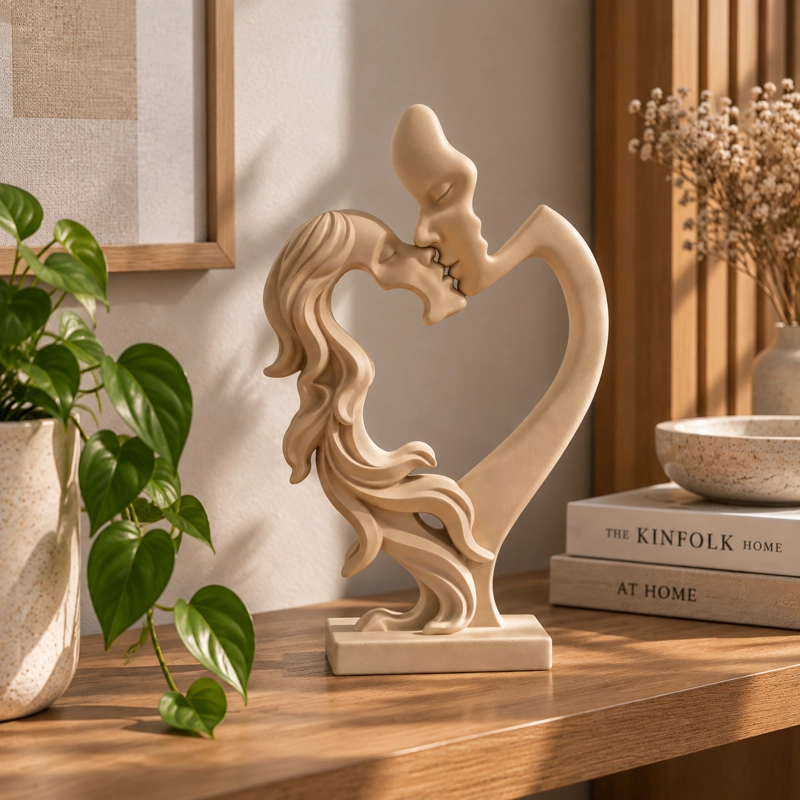 ESCULTURA ELEGANTE PRINTS PATRO - ESTILO PAREJA AMOROSA BEIGE - 5