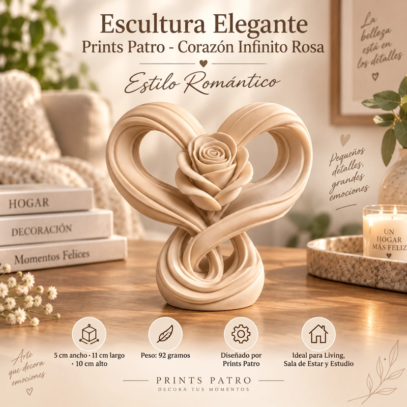 ESCULTURA ELEGANTE PRINTS PATRO - CORAZON INFINITO ROSA BEIGE - 1