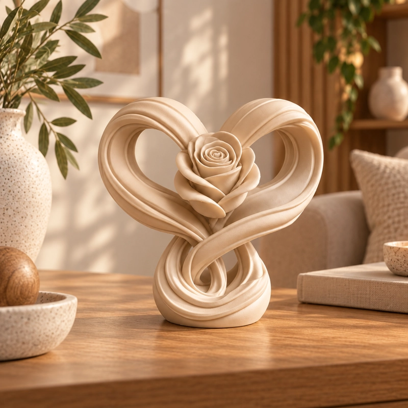 ESCULTURA ELEGANTE PRINTS PATRO - CORAZON INFINITO ROSA BEIGE - 2