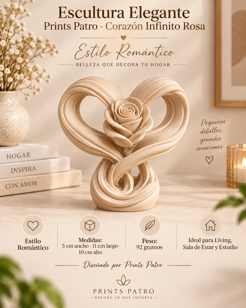 ESCULTURA ELEGANTE PRINTS PATRO - CORAZON INFINITO ROSA BEIGE - 3