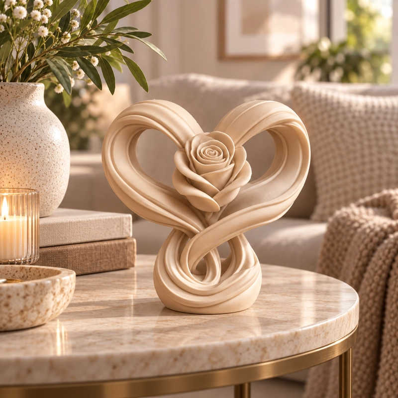 ESCULTURA ELEGANTE PRINTS PATRO - CORAZON INFINITO ROSA BEIGE - 4