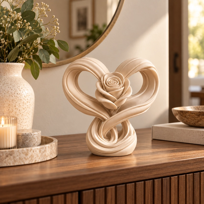 ESCULTURA ELEGANTE PRINTS PATRO - CORAZON INFINITO ROSA BEIGE - 5