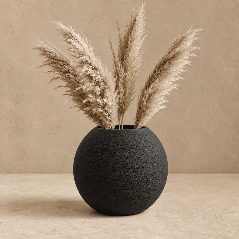JARRON ESFERA DECORACION MODERNA NEGRO - 1