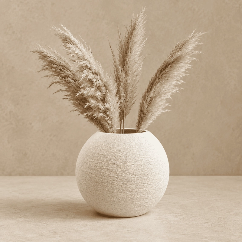 JARRON ESFERA DECORACION MODERNA BLANCO - 1