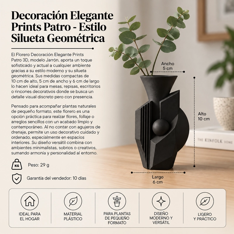 DECORACION ELEGANTE PRINTS PATRO - ESTILO SILUETA GEOME TRICA NEGRO - 3