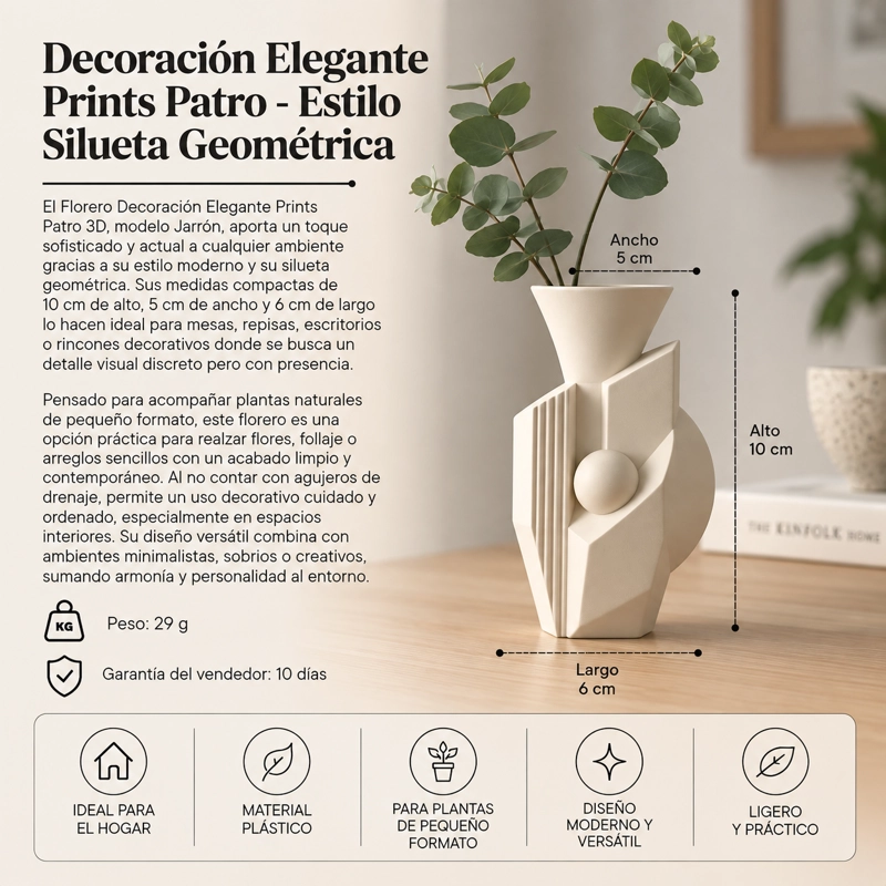 DECORACION ELEGANTE PRINTS PATRO - ESTILO SILUETA GEOME TRICA BEIGE - 3