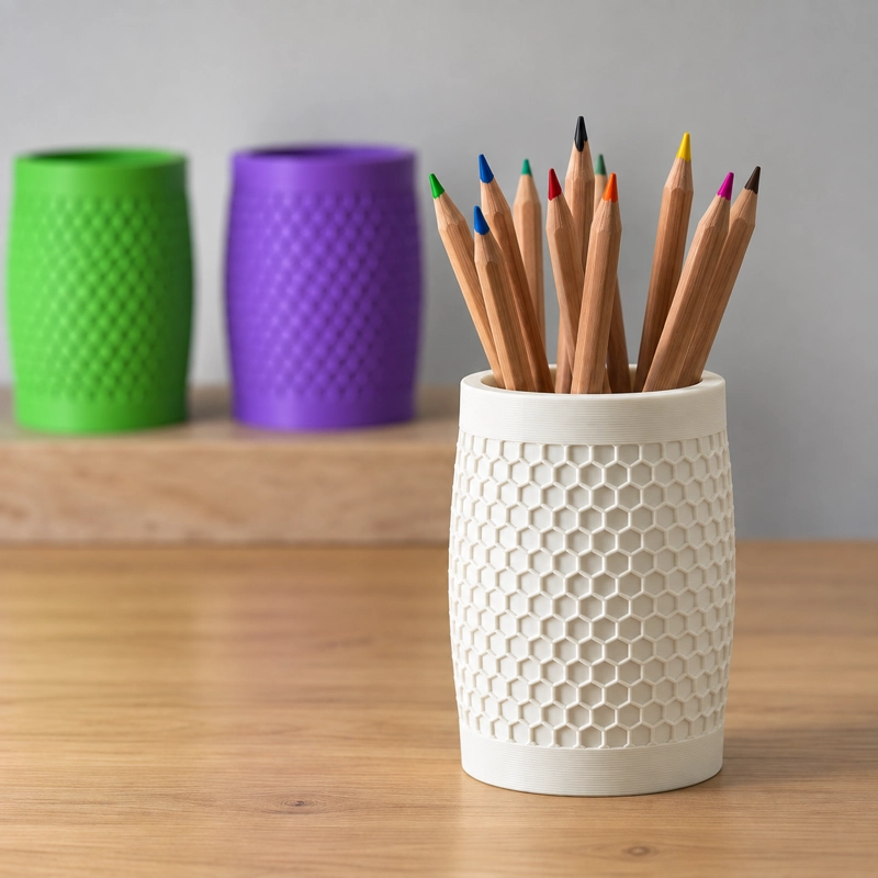 Portalápices Hexagonal Organizador De Escritorio Moderno BLANCO - 1