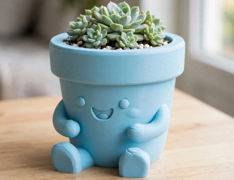 MACETERO DECORATIVO HOGAR-  MACETA FELIZ 13 CM CELESTE - 4