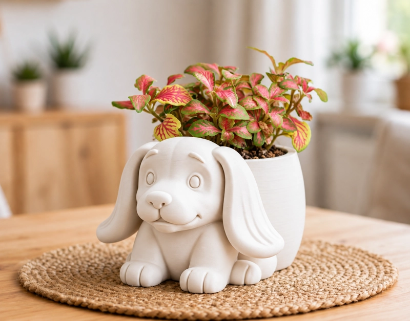 MACETERO DECORATIVO HOGAR- MACETA OREJITAS 15 CM BLANCO - 1