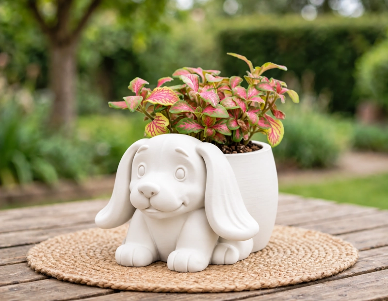 MACETERO DECORATIVO HOGAR- MACETA OREJITAS 15 CM BLANCO - 3