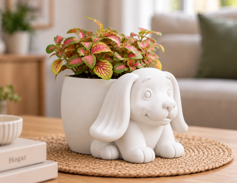 MACETERO DECORATIVO HOGAR- MACETA OREJITAS 15 CM BLANCO - 4