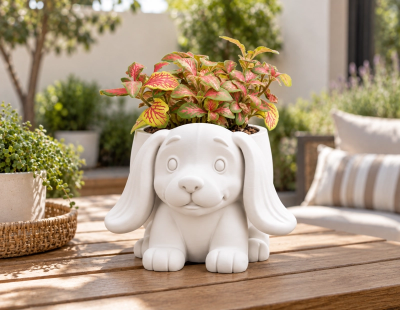 MACETERO DECORATIVO HOGAR- MACETA OREJITAS 15 CM BLANCO - 5