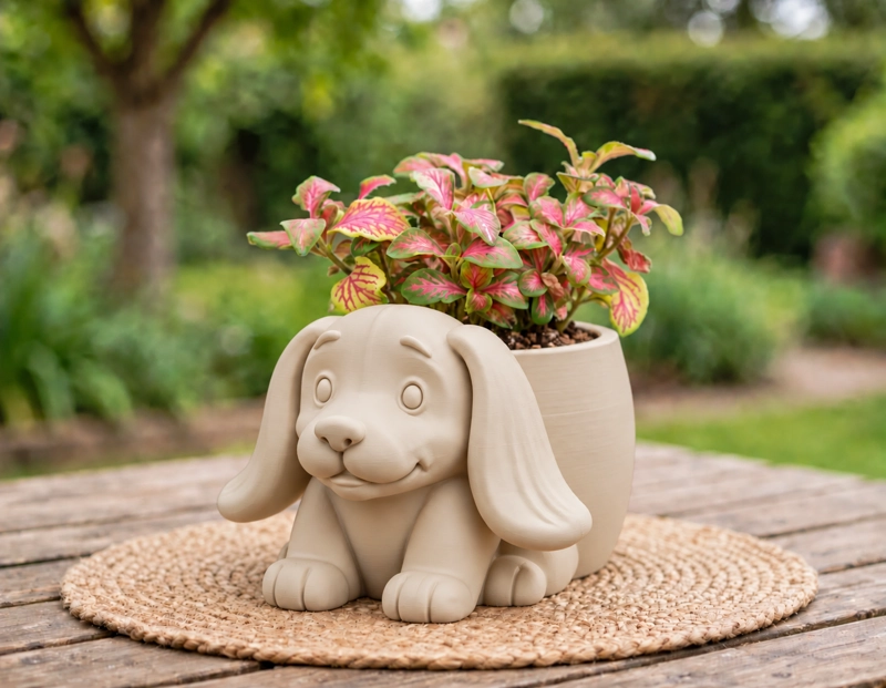 MACETERO DECORATIVO HOGAR- MACETA OREJITAS 15 CM BEIGE - 3