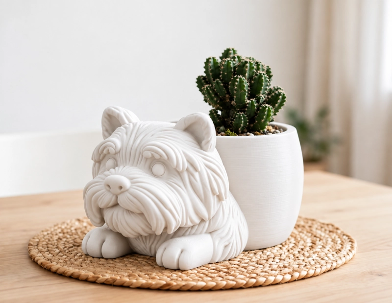 MACETERO DECORATIVO HOGAR- MACETA PELUDITO 13 CM BLANCO - 1