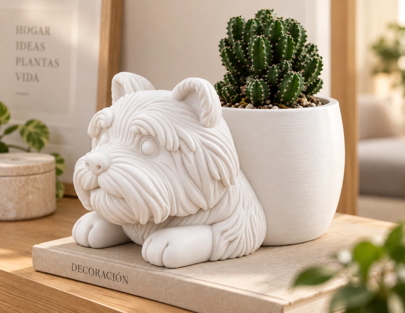 MACETERO DECORATIVO HOGAR- MACETA PELUDITO 13 CM BLANCO - 4