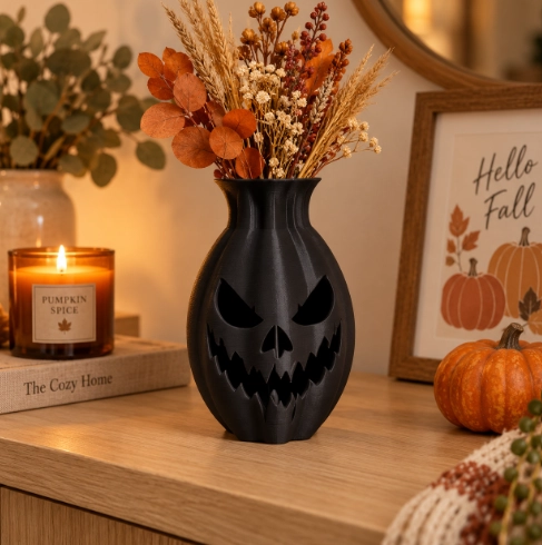 JARRON DE CALABAZA DE HALLOWEEN NEGRO 20 CM PARA HOGAR - 1