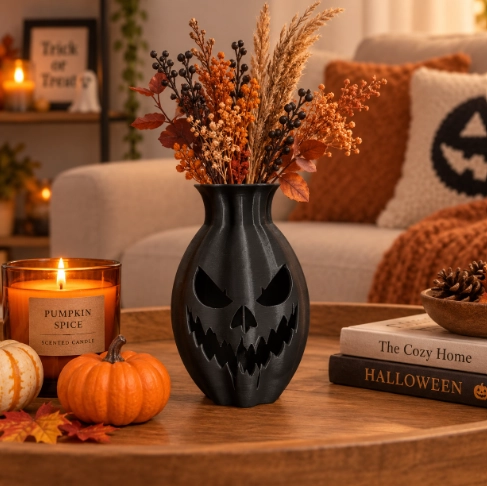 JARRON DE CALABAZA DE HALLOWEEN NEGRO 20 CM PARA HOGAR - 3