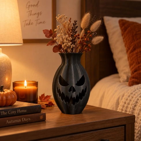 JARRON DE CALABAZA DE HALLOWEEN NEGRO 20 CM PARA HOGAR - 4