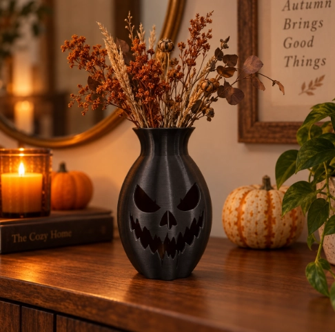 JARRON DE CALABAZA DE HALLOWEEN NEGRO 20 CM PARA HOGAR - 5