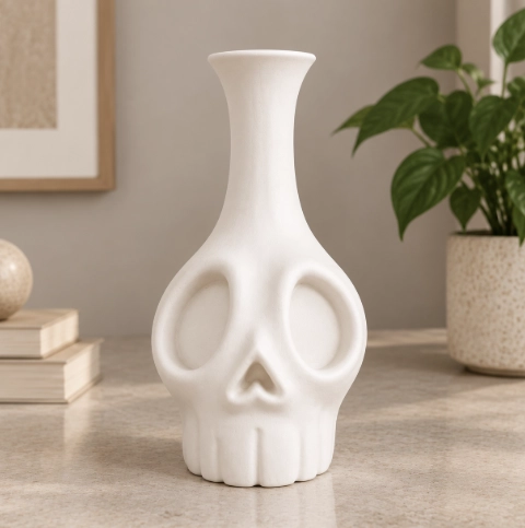 JARRONES CALAVERAS DE HALLOWEEN BEIGE PACK 3 - 4