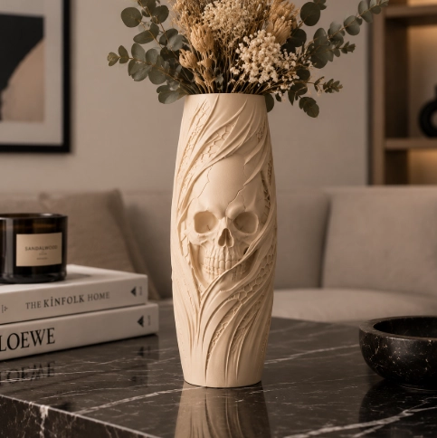 JARRON DE CALAVERA PARA HALLOWEEN BLANCO 20 CM PARA DECORAR - 1