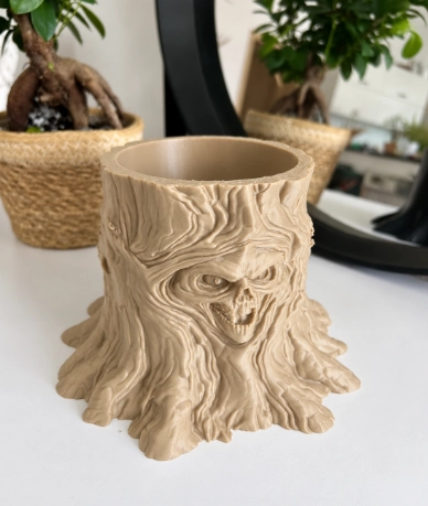 JARRON DE TRONCO DE ARBOL DE TERROR BEIGE 13 CM PARA EL HOGAR - 1