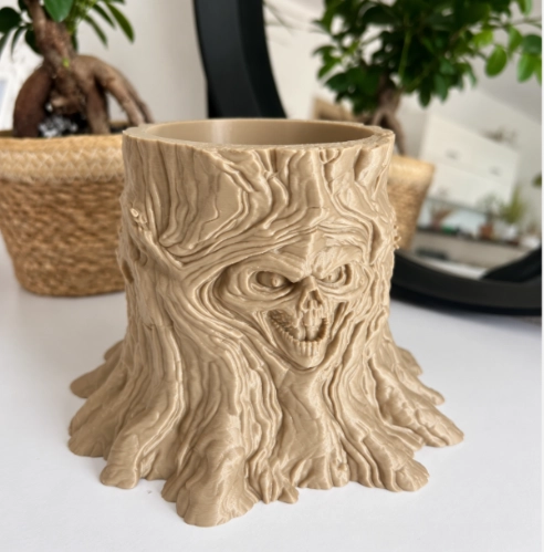 JARRON DE TRONCO DE ARBOL DE TERROR BEIGE 13 CM PARA EL HOGAR - 5